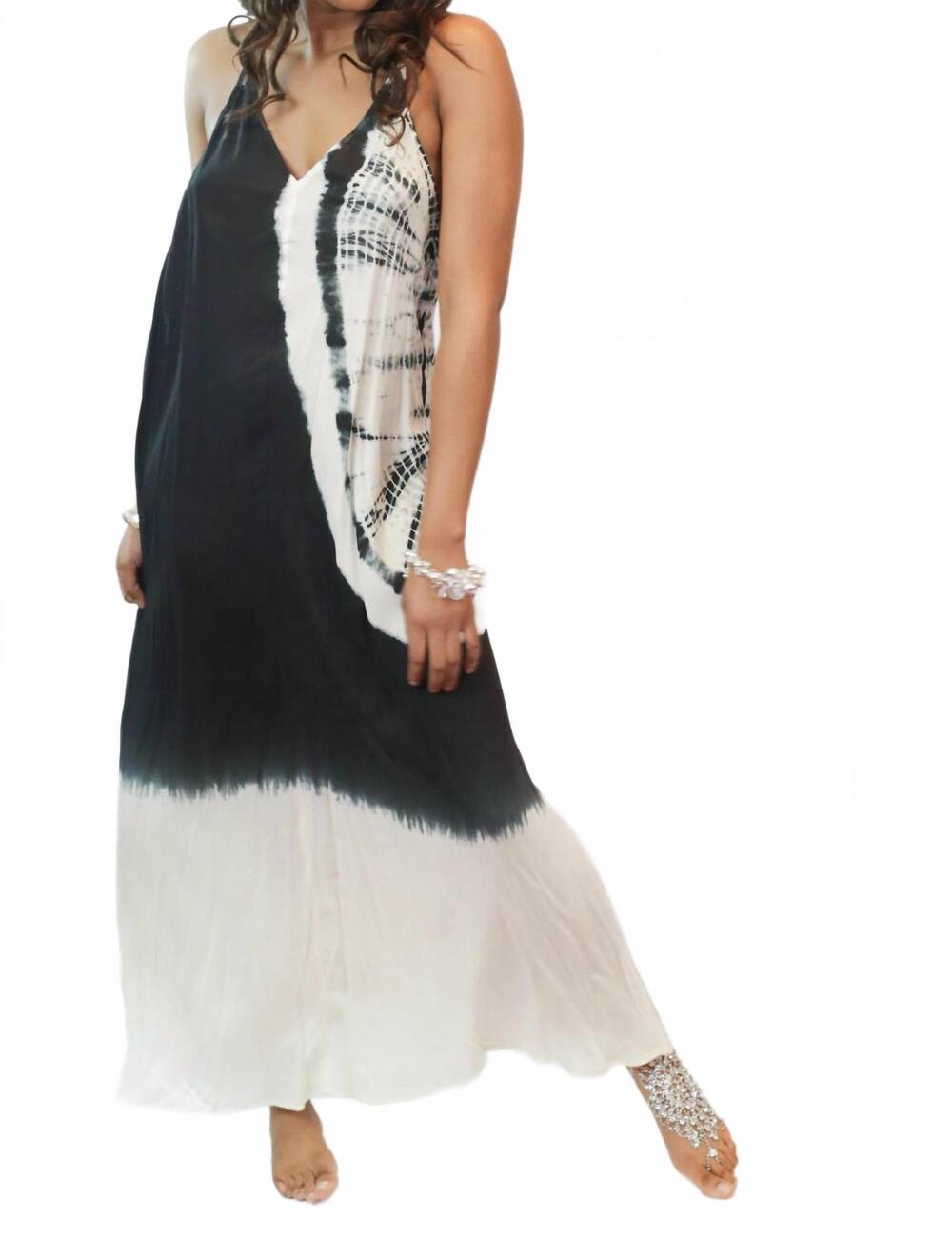NEW ELAN wovens tie-dye maxi dress in black white
